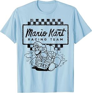 Mario Kart Racing Team Outlined Mario Drift Graphic T-Shirt T-Shirt