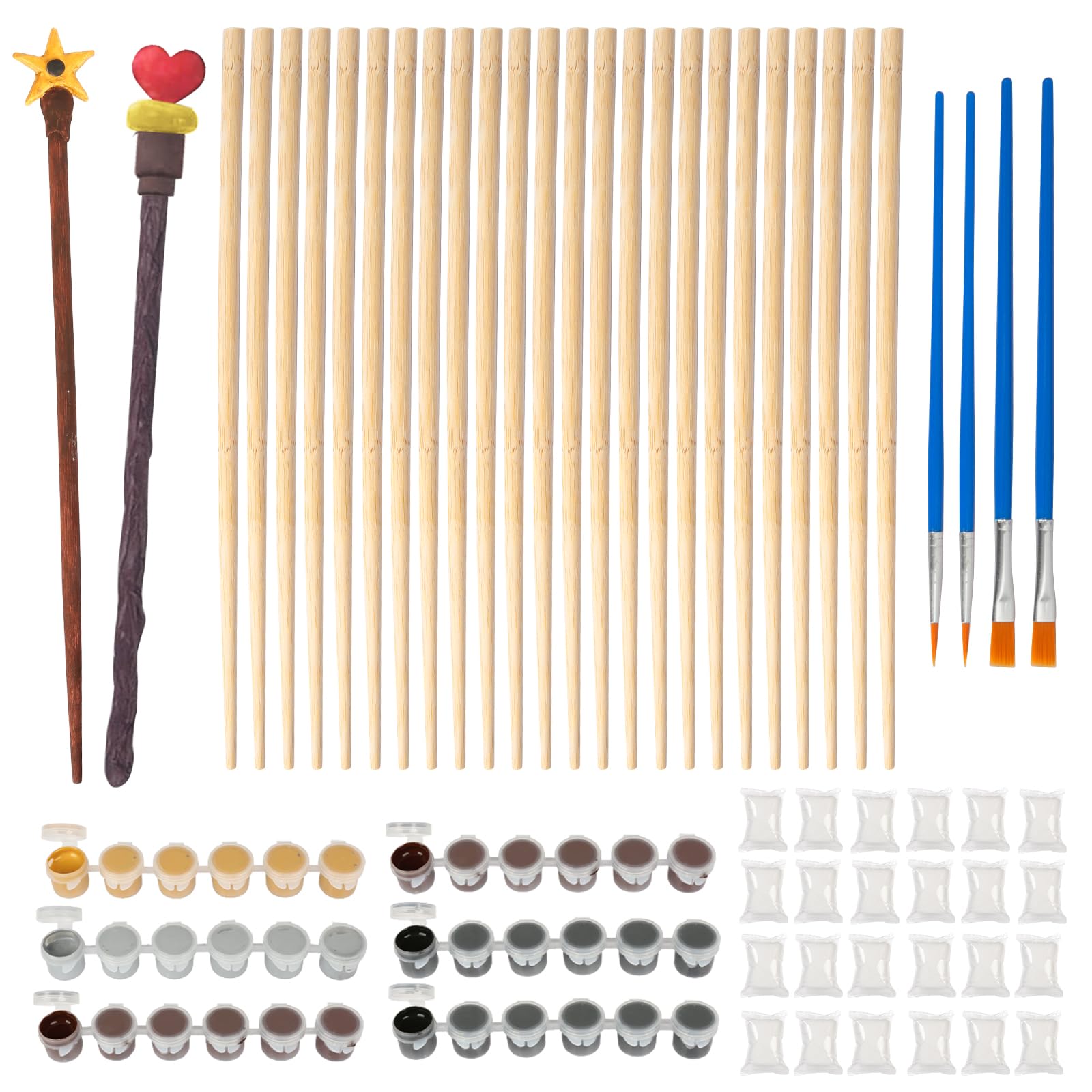 HAKOTOM 24pcs DIY Wooden Wand Craft Set - Wand Making Kit - Halloween Arts and Crafts for Kids (3+ Years) - Unisex - Not Foldable