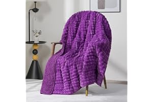 Cottonblue Weighted Blanket 15lbs Bubble Fleece Plush Sherpa Heavy Weighted Blankets for Adults, Fits Queen Size Bed, Cute Fuzzy Warm Heavy Blanket for Calm and Better Sleep, 60"x80", Purple