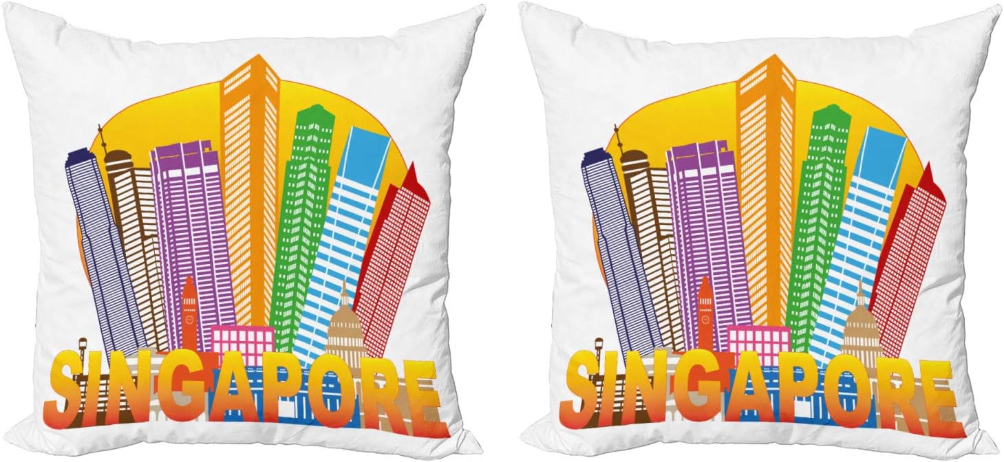 Ambesonne Singapore Throw Pillow Cushion Cover Pack of 2