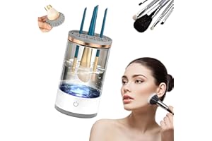 AIWOJIUJIU Electric Makeup Brush Cleaner - Makeup Brush Cleaner Machine with Brush Clean Mat, Quick Efficient Machine for Deep Cleaning All Types of Brushes Set for Makeup Lovers & Professionals (White)