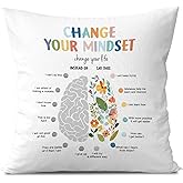 Geqtt Growth Mindset Pillow Covers 18x18 - Mental Health CBT Decorative Throw Pillow Covers for Therapy Office Decor Calm Down Corner School Counselor Office Classroom