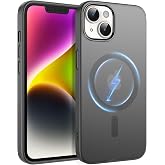 Flyzoo Magnetic Matte Case for iPhone 13/14, Compatible with MagSafe, Military Grade Drop Protection, Slim Thin Translucent Frosted Silicone Shockproof Phone Cover, 6.1