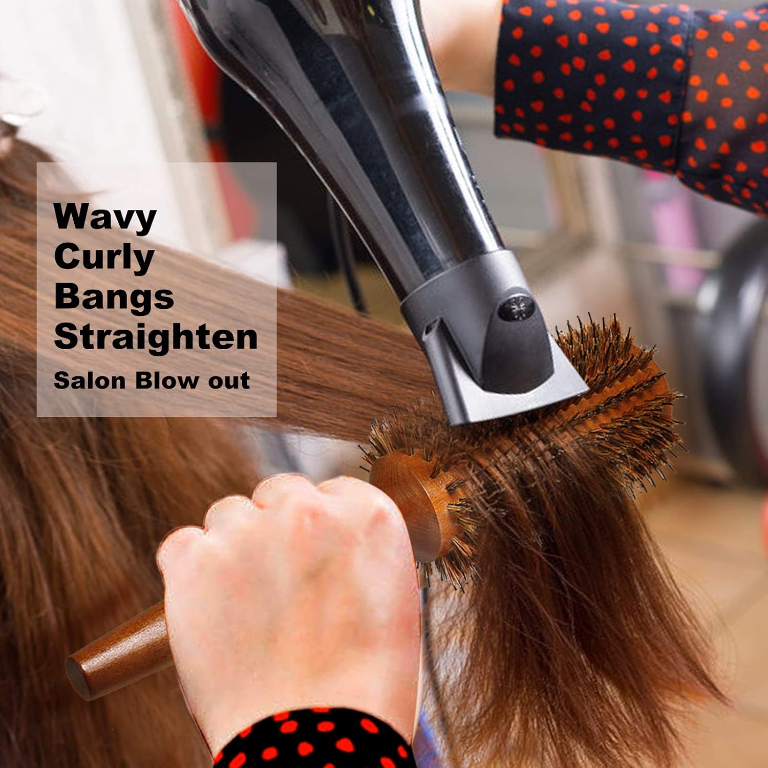 BESTOOL Round Brush for Blow Drying Boar Bristle Round Hair Brush with Wooden Barrel, Large Styling Brush for Women & Men - Image 4