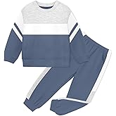 NECIOUS Toddler Baby Boy Clothes Fall Winter Color Block Crewneck Sweatshirt Tops and Pants 2 Piece Outfits 1-5T