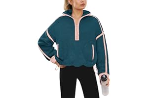 Yanekop Womens Quarter Zip Pullover Sherpa Fleece Jacket Oversized Zip Up Sweatshirt Half Zip Pullover Fuzzy Outerwear