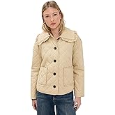 Avec Les Filles Women's Ruffled Collar Quilted Jacket