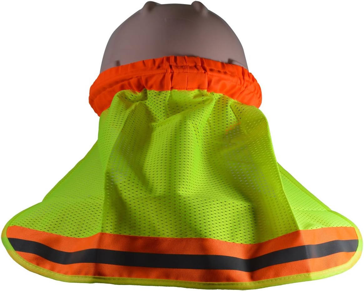 Petra Roc HNS-L High Visibility Neck Sun Shield For Hard Hats, Lime, One Size, Lime/Orange