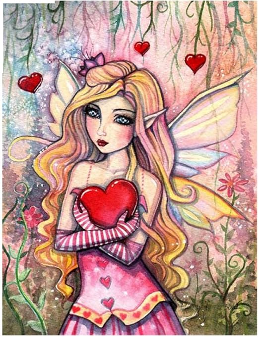 DIY 5D Pintura Diamante Arte de Hadas Amor Diamante Redondo ...