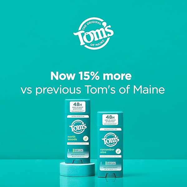 TOM’S OF MAINE NORTH WOODS ANTIPERSPIRANT FOR MEN AND WOMEN, WITH RECYCLED ALUMINUM, 3.25 OZ