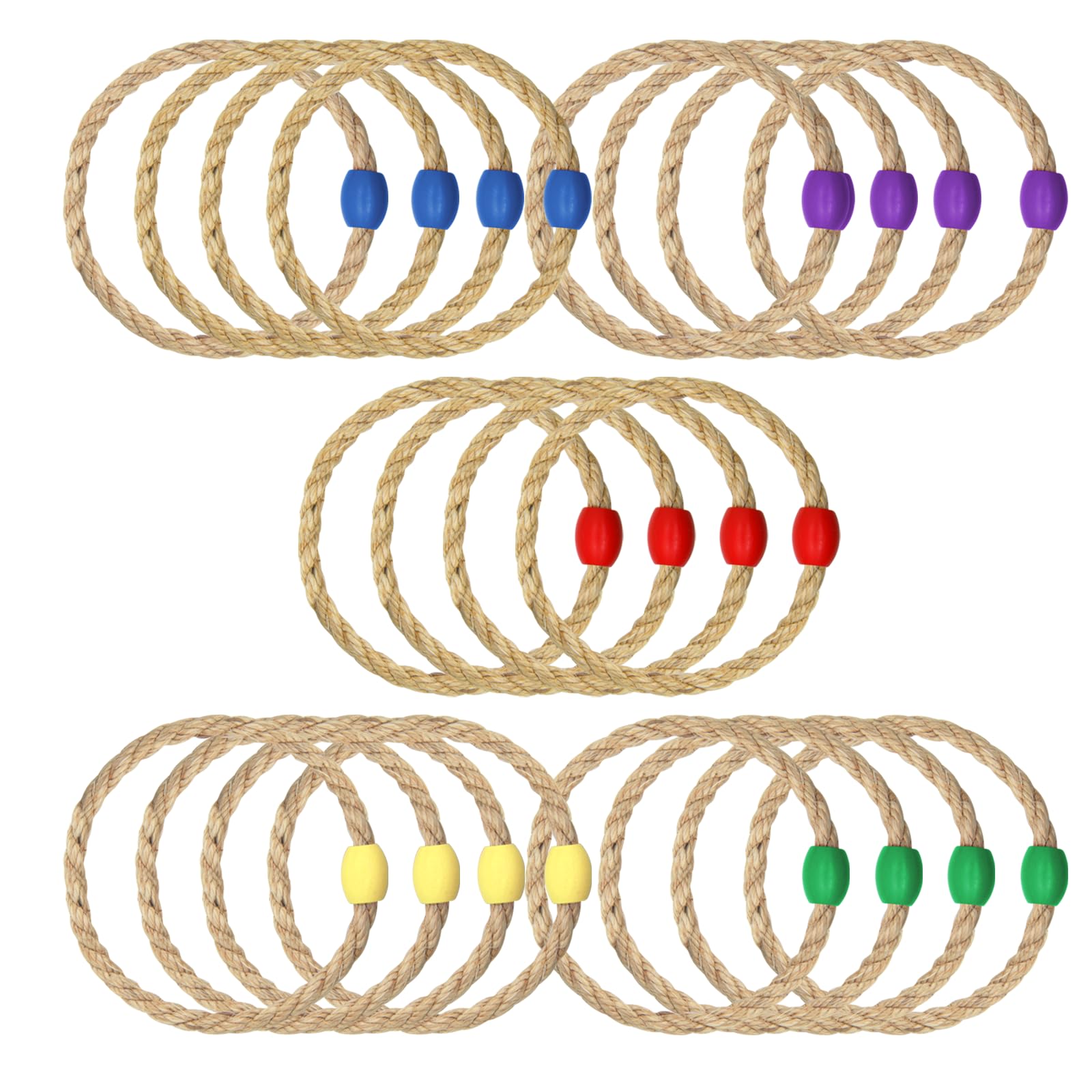 Photo 1 of 20 Pack Multicolor Sisal Rope Ring Toss Game Replacement Parts for Adults and Kids, Outdoor Toss Rings for Agility/Speed Practice and Yard/Lawn Game for Party(5 Colors-Blue Purple Red Yellow Green)