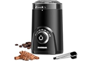 SHARDOR Electric Super Silent Blade Coffee Grinder, Timed Grind Control Rotary Knob, Adjustable Coarse to Fine for Coffee Beans, Spices & Herbs, Black