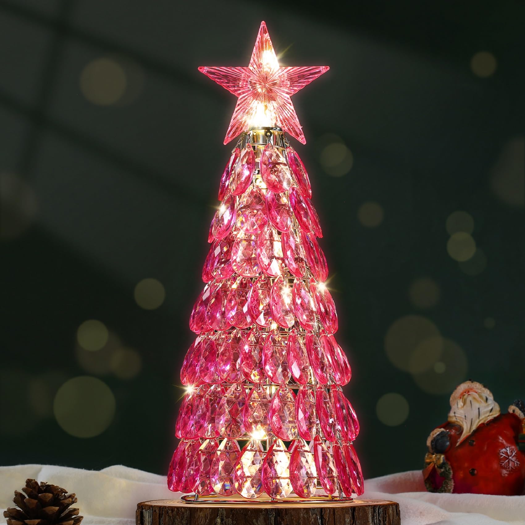Photo 1 of , Luxury Handmade Glittering Xmas Tree Table Decoration for Home Party Gift, Pink