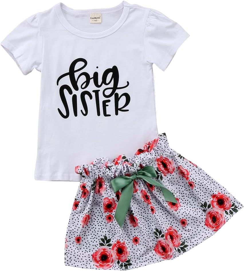 KIDSA 0-7T Big Sister Little Sister Children's Matching Outfits Baby Toddler Girl Summer Clothes Set