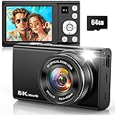 5K 96MP Digital Camera for Photography with 6X Optical Zoom,2026 Upgraded Autofocus Vlogging Camera for YouTube with Dual Lens, 64GB Card, Flash, Anti-Shake, Compact Point and Shoot Digital Cameras