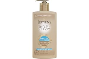 Jergens Natural Glow Hydra Gel Moisturizer, Hyaluronic Acid Tanning Lotion, Hydrating Tanning Gel, Fragrance-Free Self Tanner, 8.3 Fl Oz