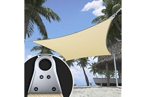 ShadeMart Heavy Duty 16' x 16' Beige Square Sun Shade Sail, Commercial Grade UPF50 Canopy, Reinforced Corners & Edges, 260 GSM Fabric Heavy Duty -3 Years Warranty (We Make Custom Size)