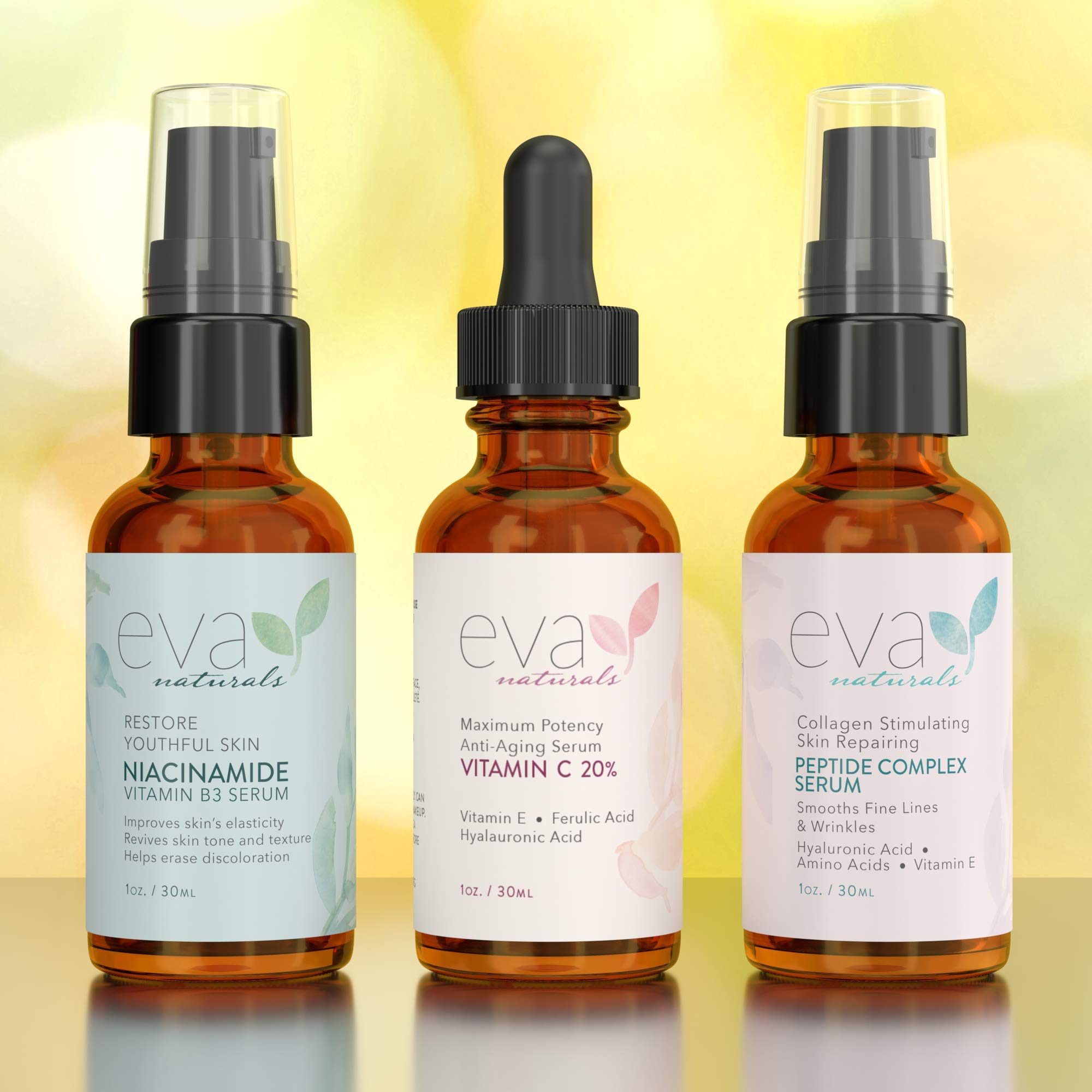 Natural Firm & Glow Skincare Set of 3 Serums – Skin Care Kit with 20%