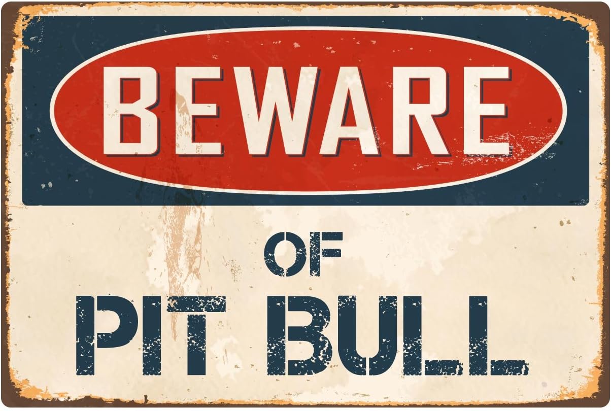 Beware Of Pit Bull 8” x 12” Vintage Aluminum Retro Metal Sign VS334