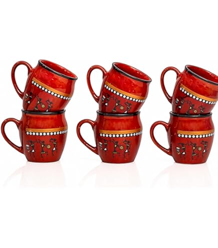 Amazon.com | Indian Karigar Glass Cutting Chai Glasses Tea Glass Coffee  Cups Mugs 125 Ml Set of 6 Transparent: Teacups