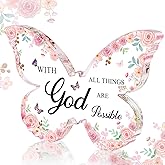 Office Desk Decor for Women Pink Desk Accessories Decoration Pink Butterfly Christmas Gifts for Women Birthday Inspirational Religious Gift for Office Room Decor