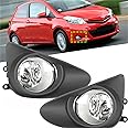 munirater 1 Pair of Clear Bumper Fog Lights Lamps Assembly + Bulbs + Switch Wiring Kit Replacement for Yaris Hatchback 2012-2014