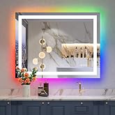 YEELAIT 28x36 LED Bathroom Mirror with Lights, RGB Backlit Lighted Mirror | Backlit and Front Light, Anti-Fog, 3 Color Dimmab