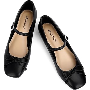 Modatope Mary Jane Shoes Women Ballet Flats for Women | Square Toe Slip on Bow Bowknot Ballerina Flat Comfortable Dressy Mary