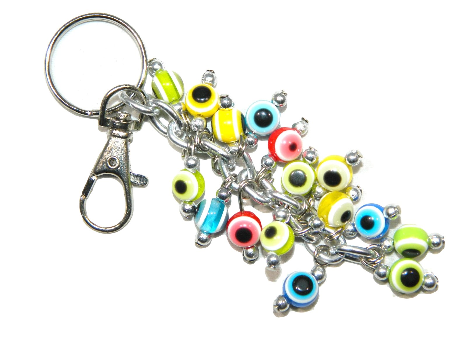 Jeannieparnell 197-8mm Polyester Lucky Evil Eye Keyring/Hanger for Protection & Good Luck