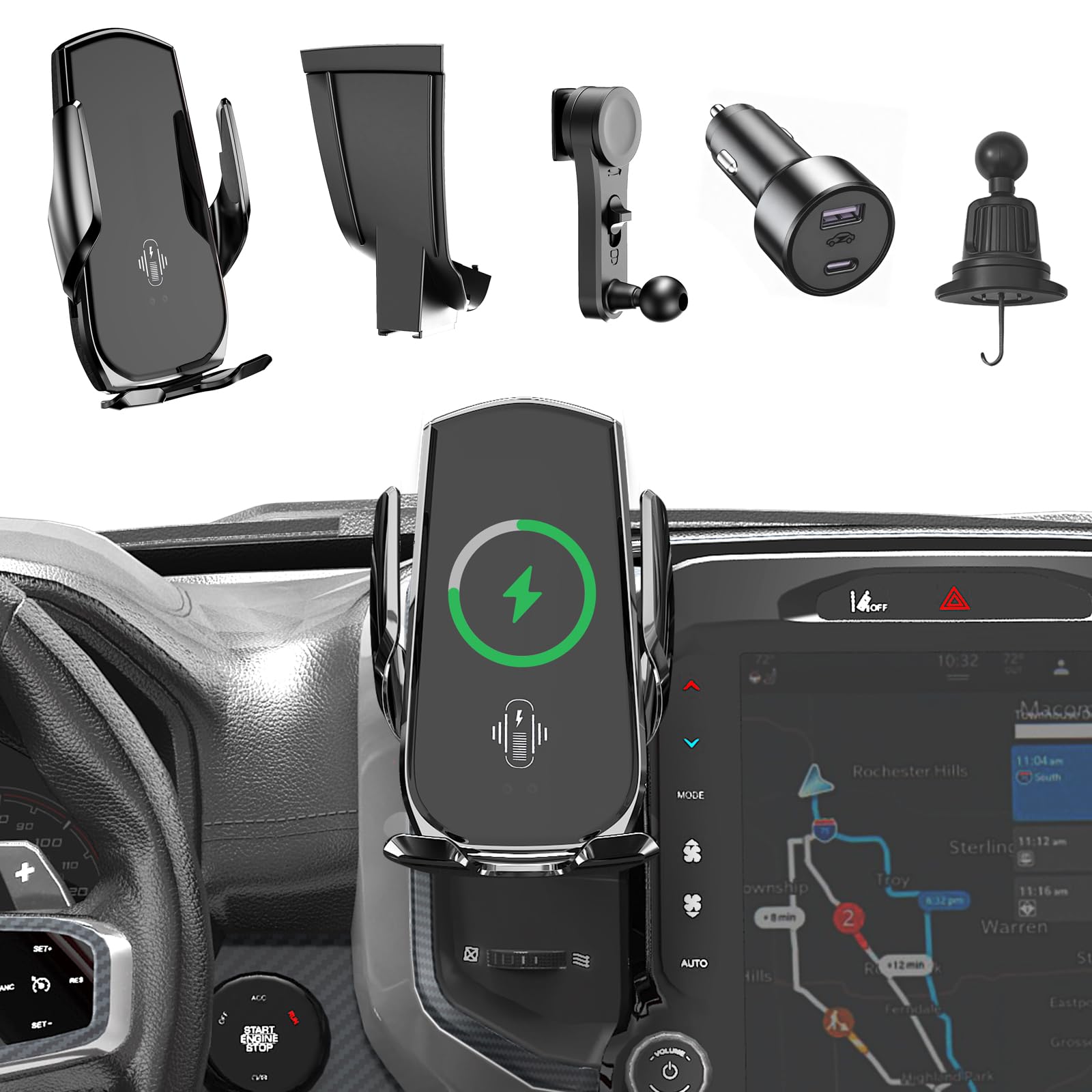 Photo 1 of **UNTESTED**
GHMTB Car Phone Mount for RAM 1500/2500 2018–2023, Dodge RAM Phone Mount, 15W Fast Charging Auto-Clamping Truck Phone Holder, Reinforced Ball Joint, Extended Arm for Safer Driving Car Accessories