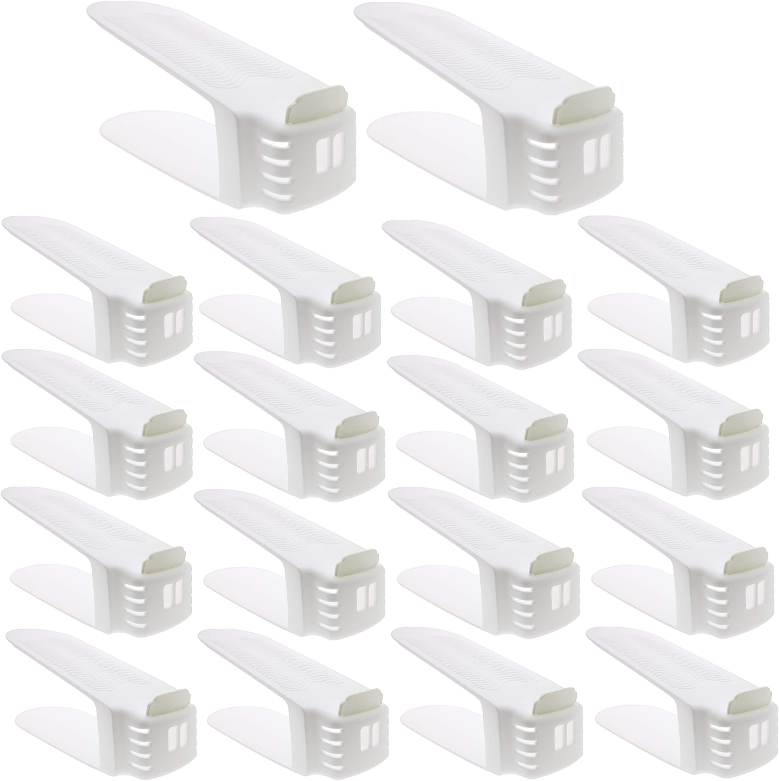 Shoe Slots Organizer Shoe Storage Rack Space Saver Plastic White 6 / 10 / 18 Piece Set - Saving Storage Units (18)