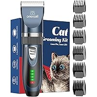 oneisall Cat Grooming Clippers for Matted Hair, 2-Speed Cat Grooming Kit Cordless Low Noise Pet Hair Clipper Trimmer for Dogs