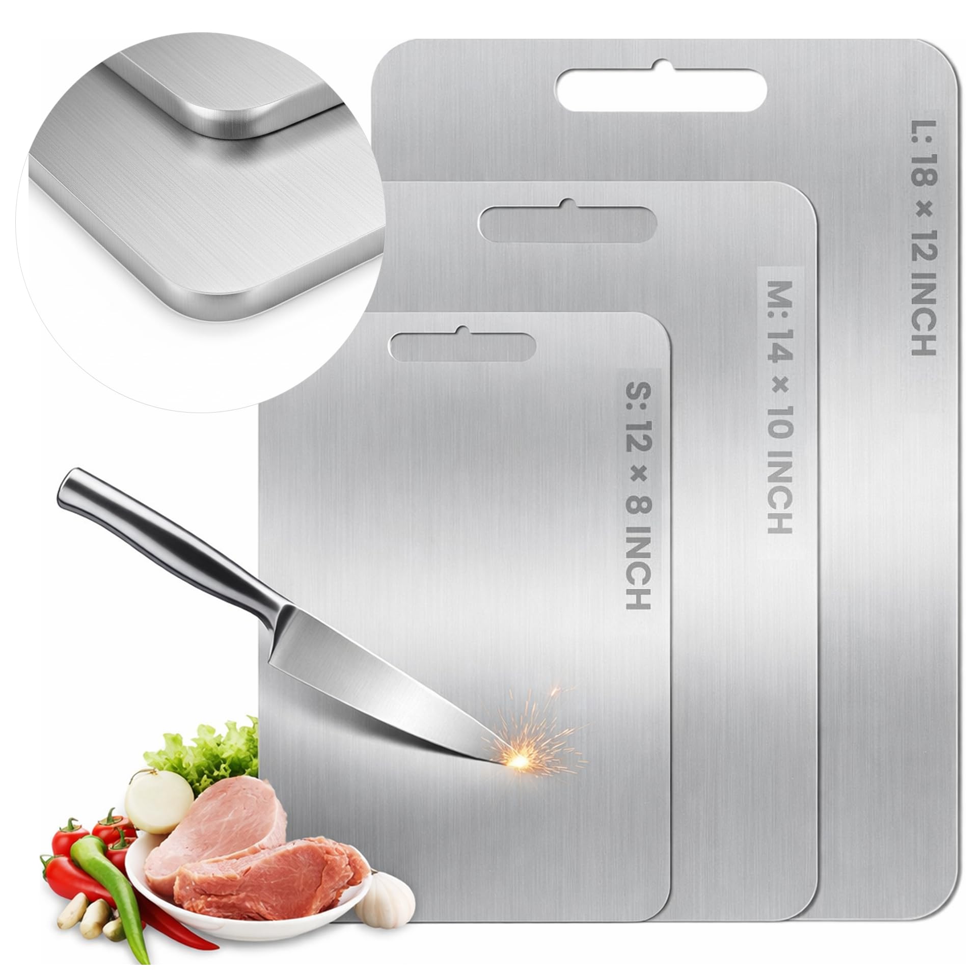 Photo 1 of ** BIGGEST ONE ONLY**
2026 Upgraded Titanium Cutting Board for Kitchen, Extra Thick 100% Pure Titanium Chopping Board, Double-Sided Food-Grade Board with Scratch-Resistant Surface & Smooth Rounded Edges(14×10IN)