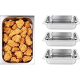 SWRHTEU 4 Pack Half Size Hotel Pan, 1/2 Size 2.5 Inch Deep Stainless Steel Steam Table Pan, Stackable Steam Pan, Half Pans for Chafing Dishes, Breading Trays for Home, Party, Hotel, Buffet