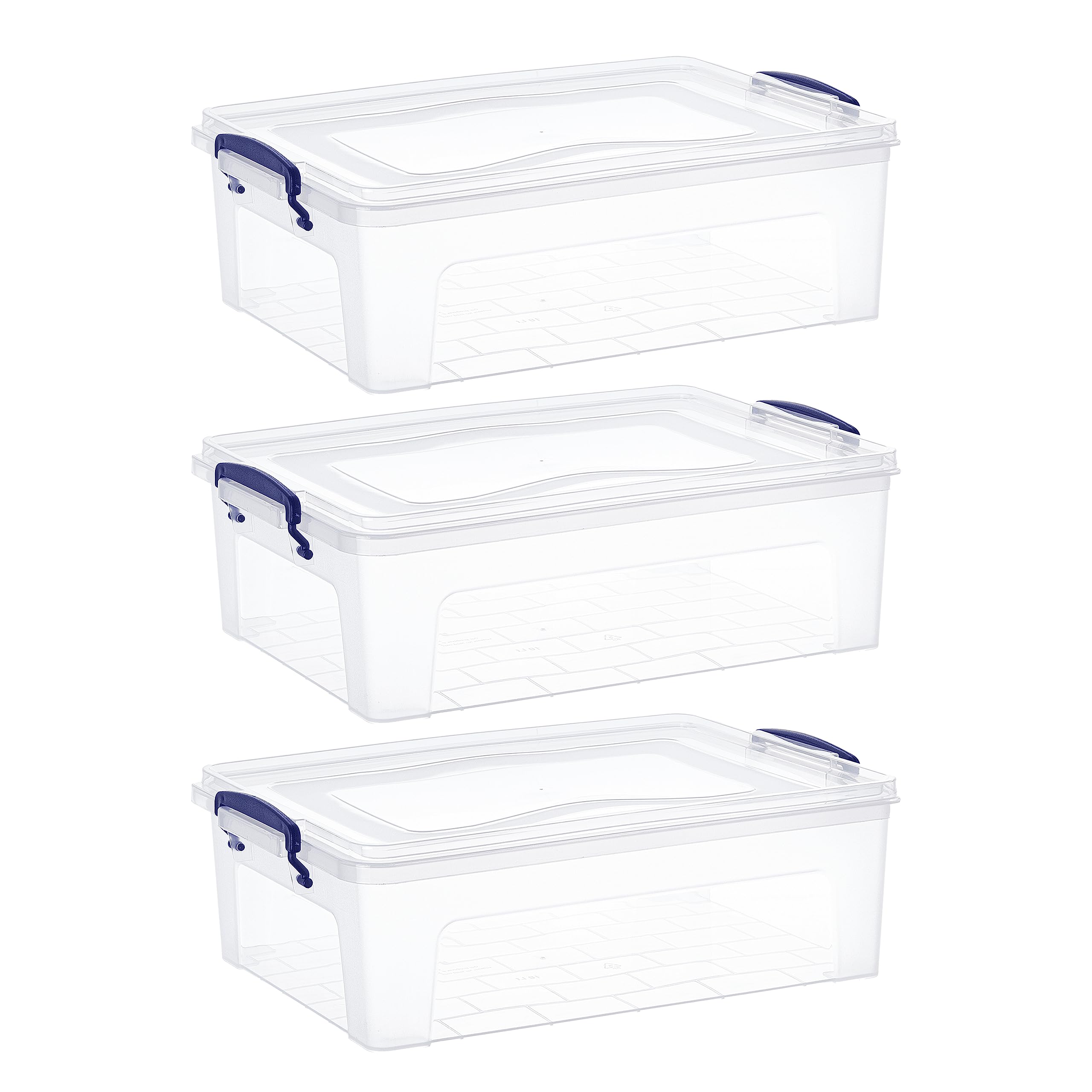 Photo 1 of Superio Storage Bins with Lids- Clear Boxes for Organizing, Stackable Plastic Containers- BPA Free, Non-Toxic, Odor Free, Organizer for Home, Office, Dorm, 22.7 Qt, 3 Pack