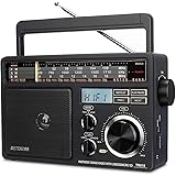 Retekess TR618 AM FM Radio Plug in Wall, Portable Shortwave Radios, Analog Radio with Best Reception, Support SD,TF, USB, Ide