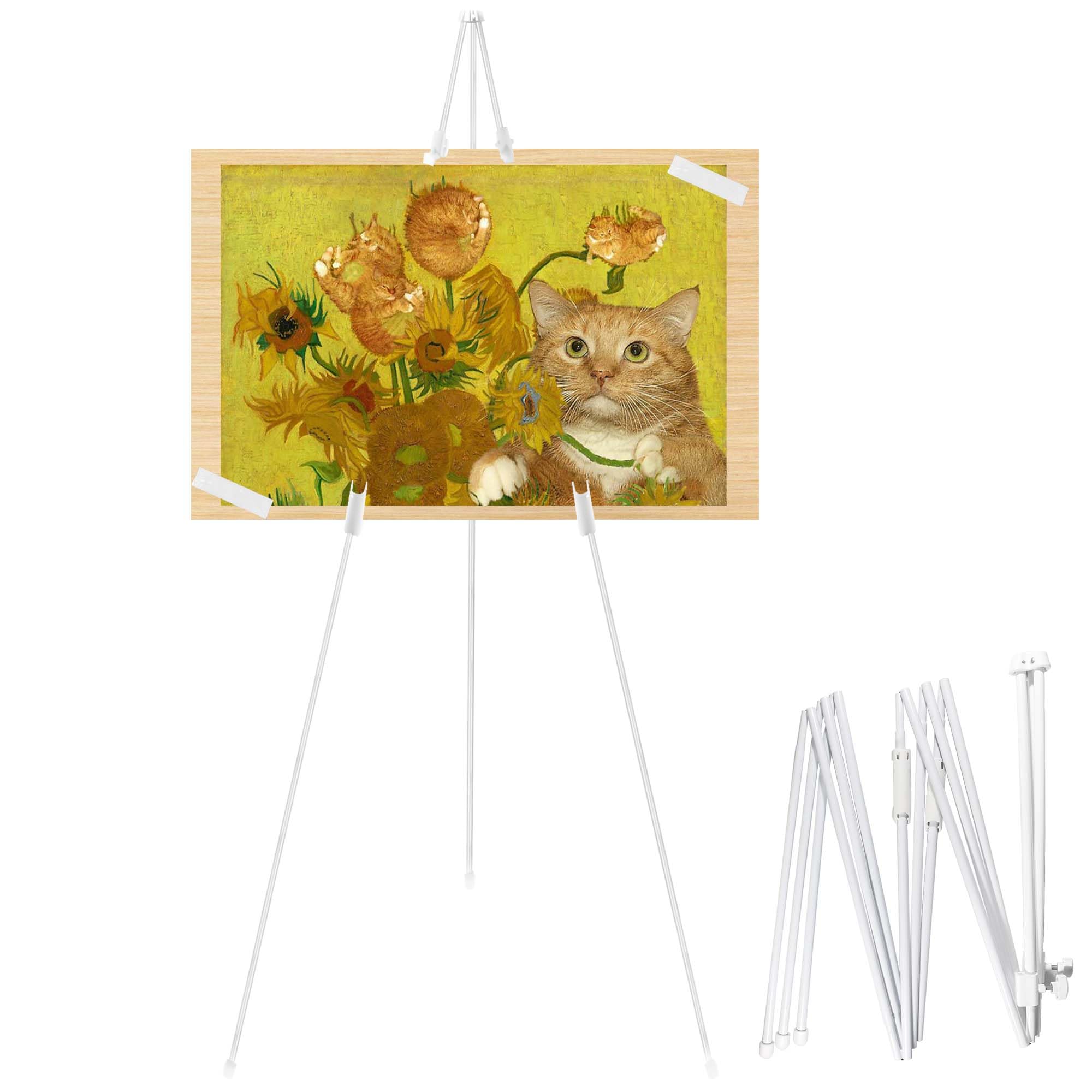 WeeGoo 2 Pack White Easel Stand for Wedding 160 cm/63 inch Foldable Artist Easel Stands, Collapsible Easels Poster Stand Metal Tripod for Display Show, Welcome Sign Stands