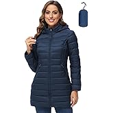 ROYAL MATRIX Women's Packable Puffer Jacket Lightweight Puffer Coat with Hood Long Winter Warm Travel Puffer Jackets