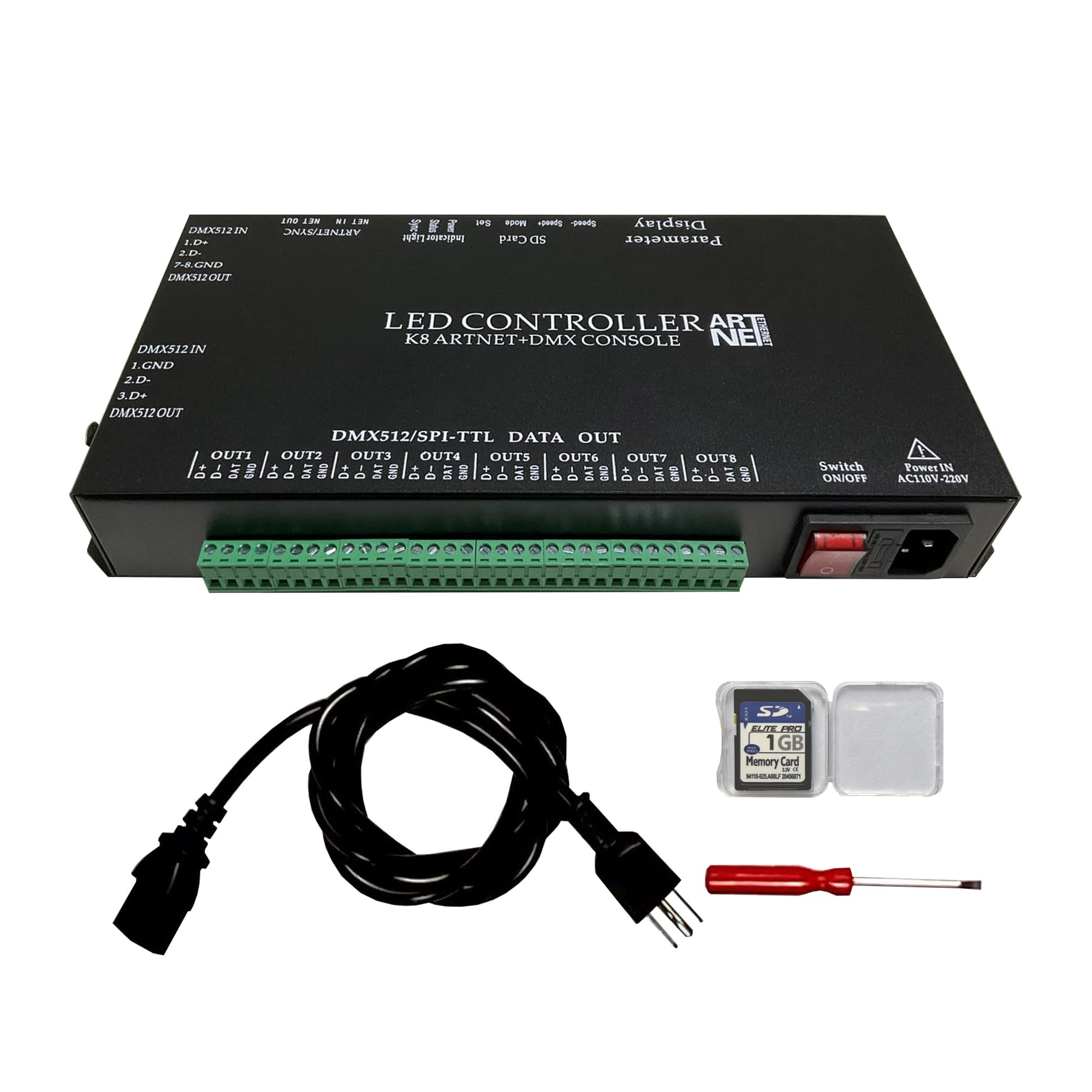 Photo 1 of CANRIA K8 ARTNET+DMX CONSOLE LED CONTROLLER, Suitable for SPI and DMX512 LED Light, Online Offline, Addressable Programmable, 1G SD Card With 96 Program Modes and Offline Software.