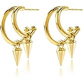 Rosedate 14K Gold Plated Earrings for Women Rivets Draped Earrings Dainty Jewelry for Women