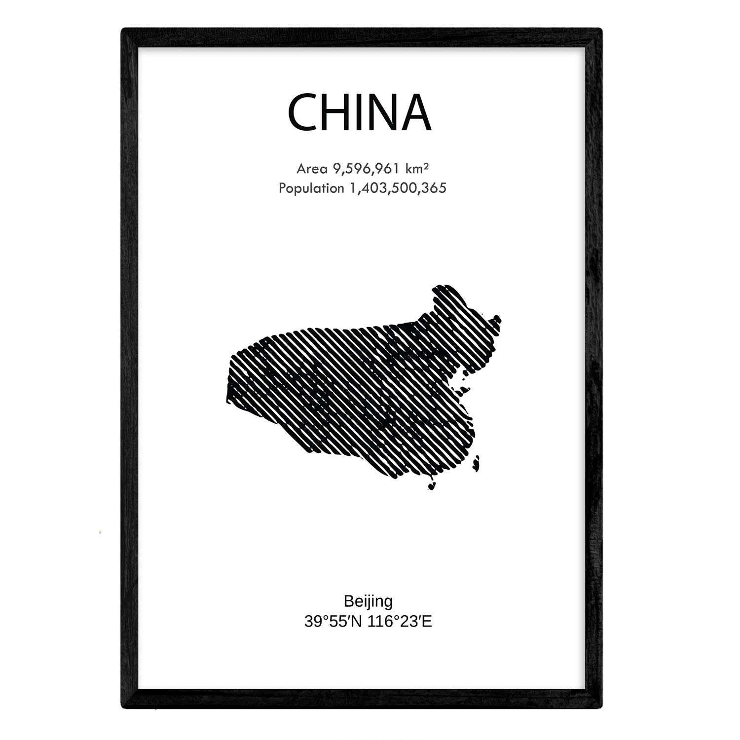 Nacnic Poster of China. Sheets of countries and continents. A3 size