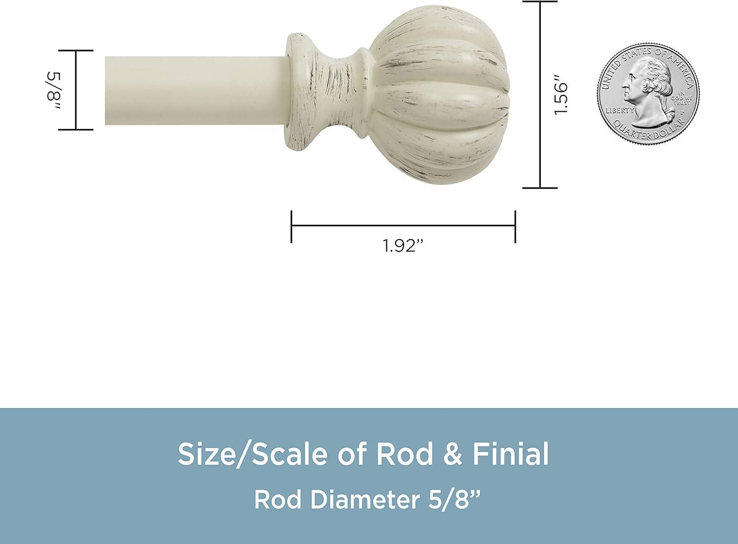 Kenney Rachel Standard Decorative Window Curtain Rod, 48 to 86-Inch, Antique White: Home & Kitchen
