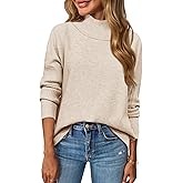 Saodimallsu Womens Mock Neck Sweater Tops Fall Long Sleeve Loose Casual Soft Knit Batwing Pullover Sweaters