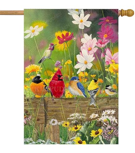 Briarwood Lane Feathered Friends Spring Garden Flag – 12.5x18 Inch Multicolor