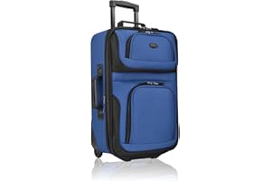 U.S. Traveler Lightweight Rolling 20" Carry On Luggage Softside Suitcase, Blue, 2-Wheel Single