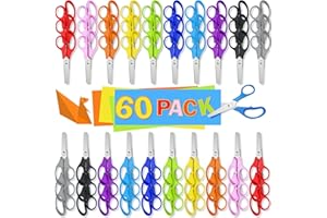 60 Pack Kids Scissors Bulk - 10 Colors 5" Safety Blunt Tip Comfort Grip Scissor for Preschool Kindergarten Elementary Classro