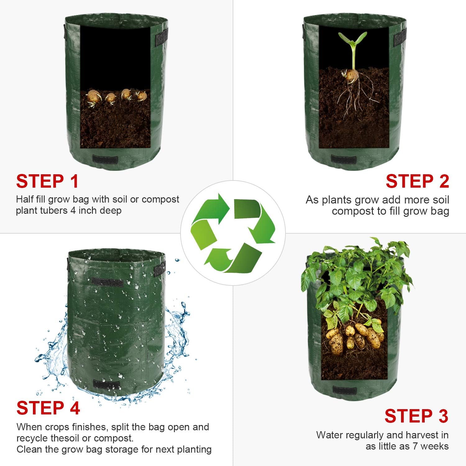 N NEWKOIN 2pcs Bolsas de Cultivo de Papa de 10 galones, Bolsas ...