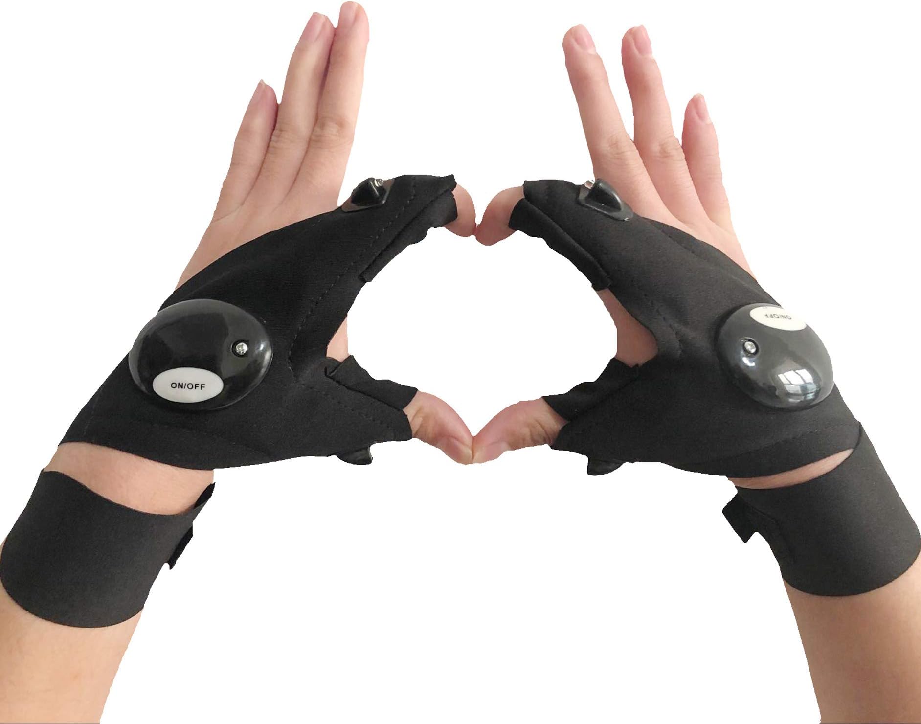 Coroler Cool Fingerless LED Flashlight Gloves for Repairing,Working in Darkness Places, Fishing, Camping, Hiking and Outdoor Activities (One Pair)