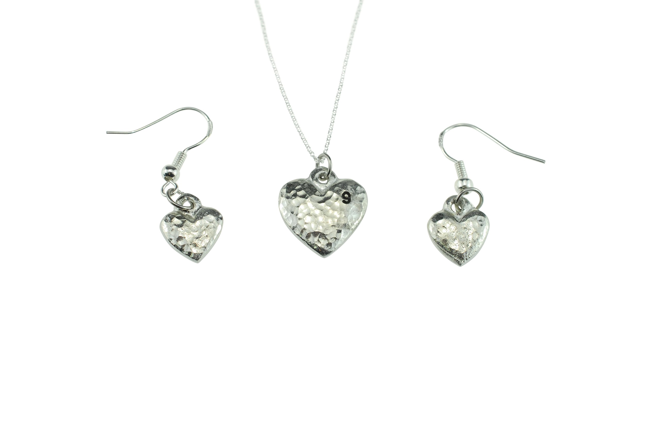 Pirantin 9th Anniversary Heart Earring and Necklace Set