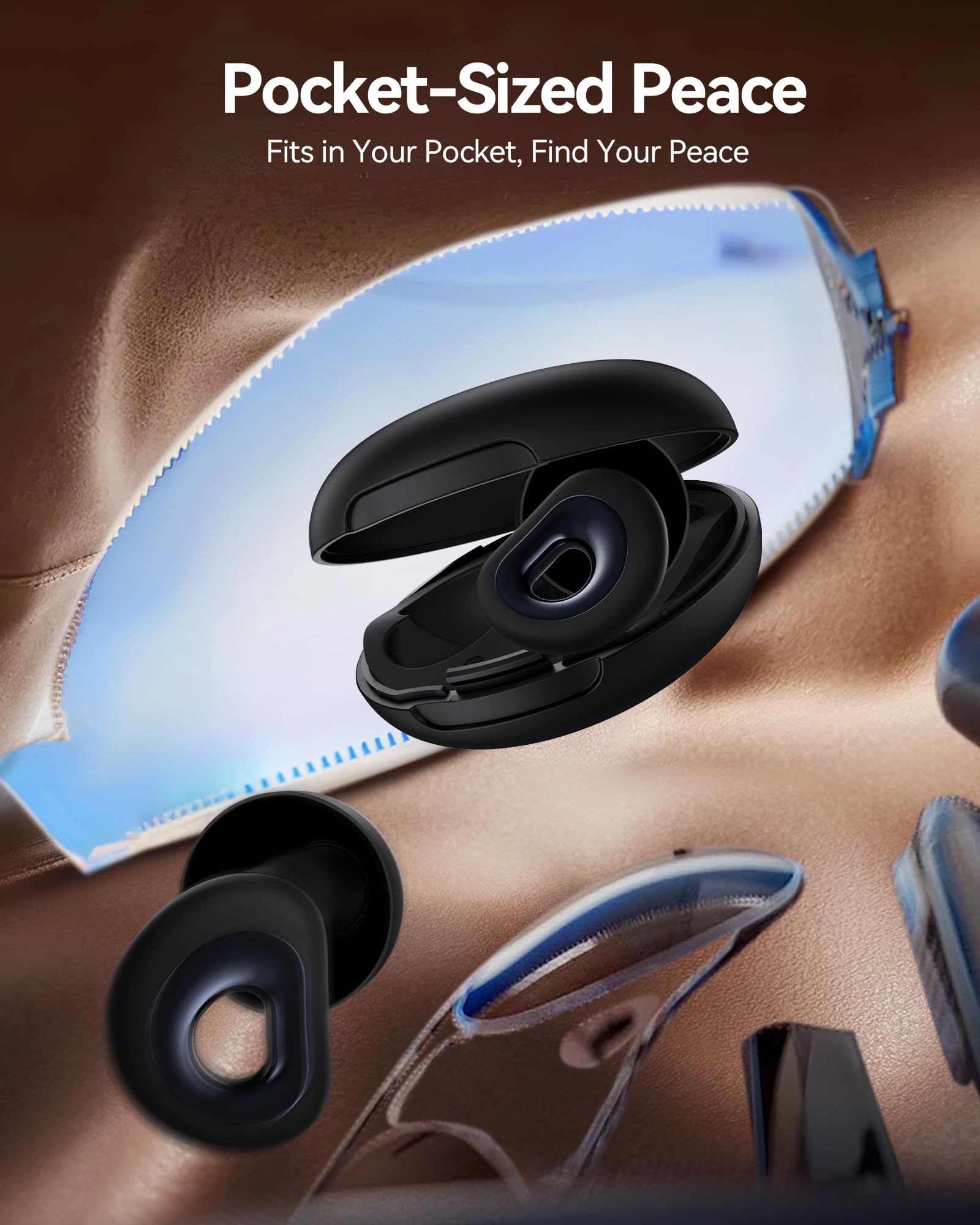 BIGOOD 50dB Ear Plugs for Sleeping, Ultralight Noise Cancelling Ear Plugs with 7 Tips (2 Types) Earplugs for Sleep for Concert, Work, Airplane, Hearing Protection Earplugs for Noise Reduction Black